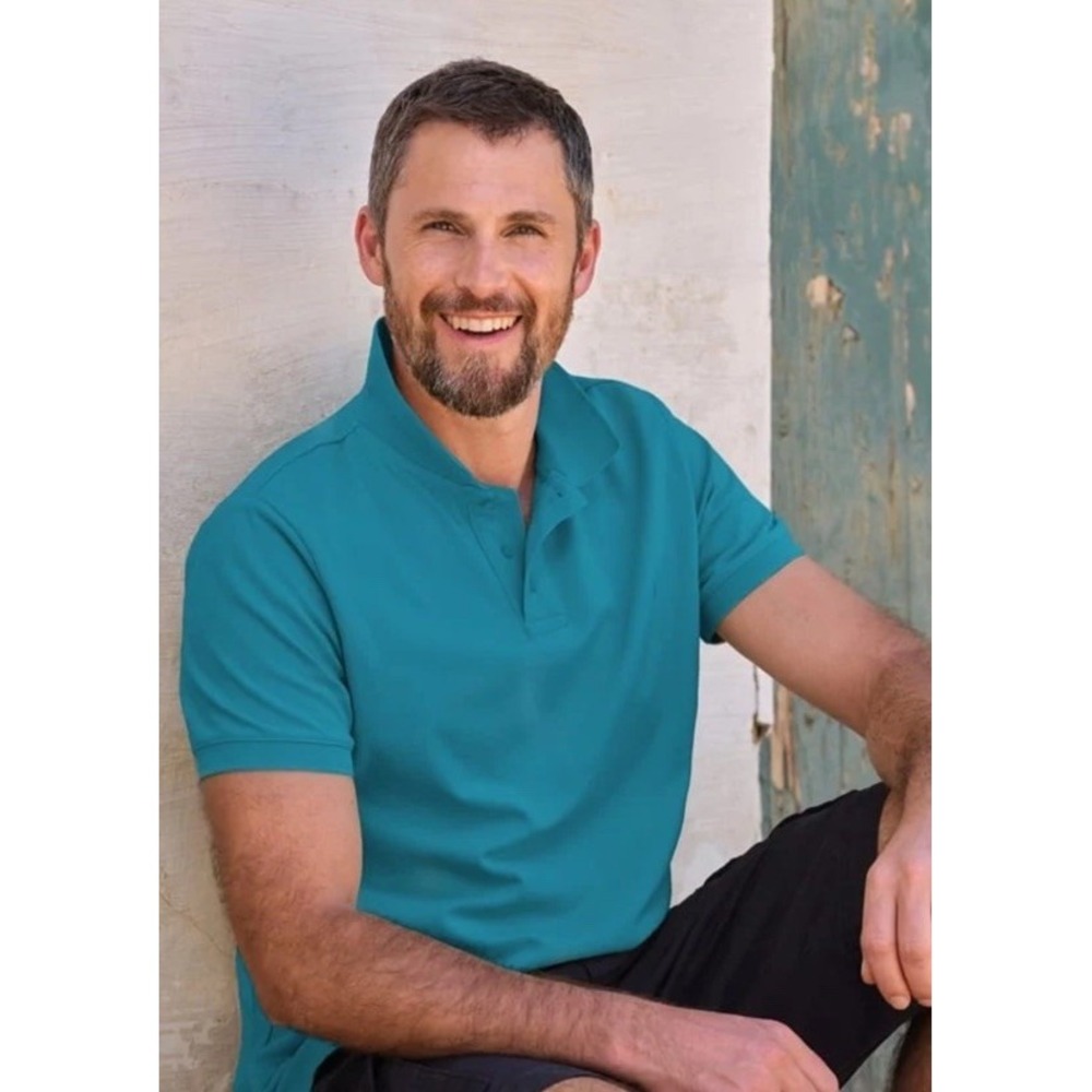 Woolovers Teal Shortsleeve Polo Mens XL‎ Organic Cotton Eco-Chic
